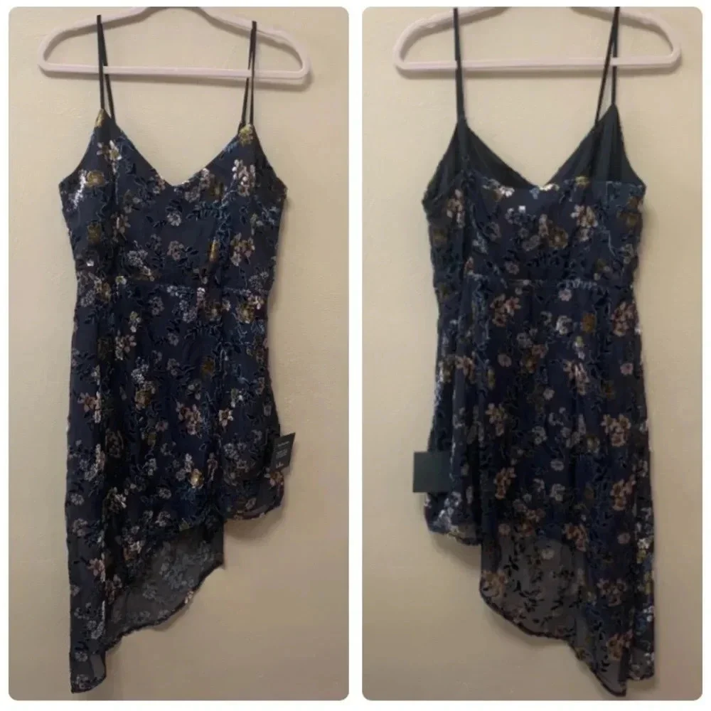 Lulus Evenings with You Dark Teal Floral Velvet Asymmetrical Dress - Picture 6 of 16